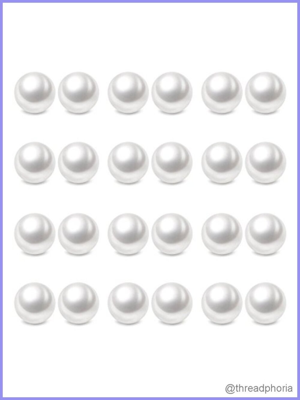 8mm Composite Pearl Stud Earrings Set Hypoallergenic Stainless Steel 12 Pairs